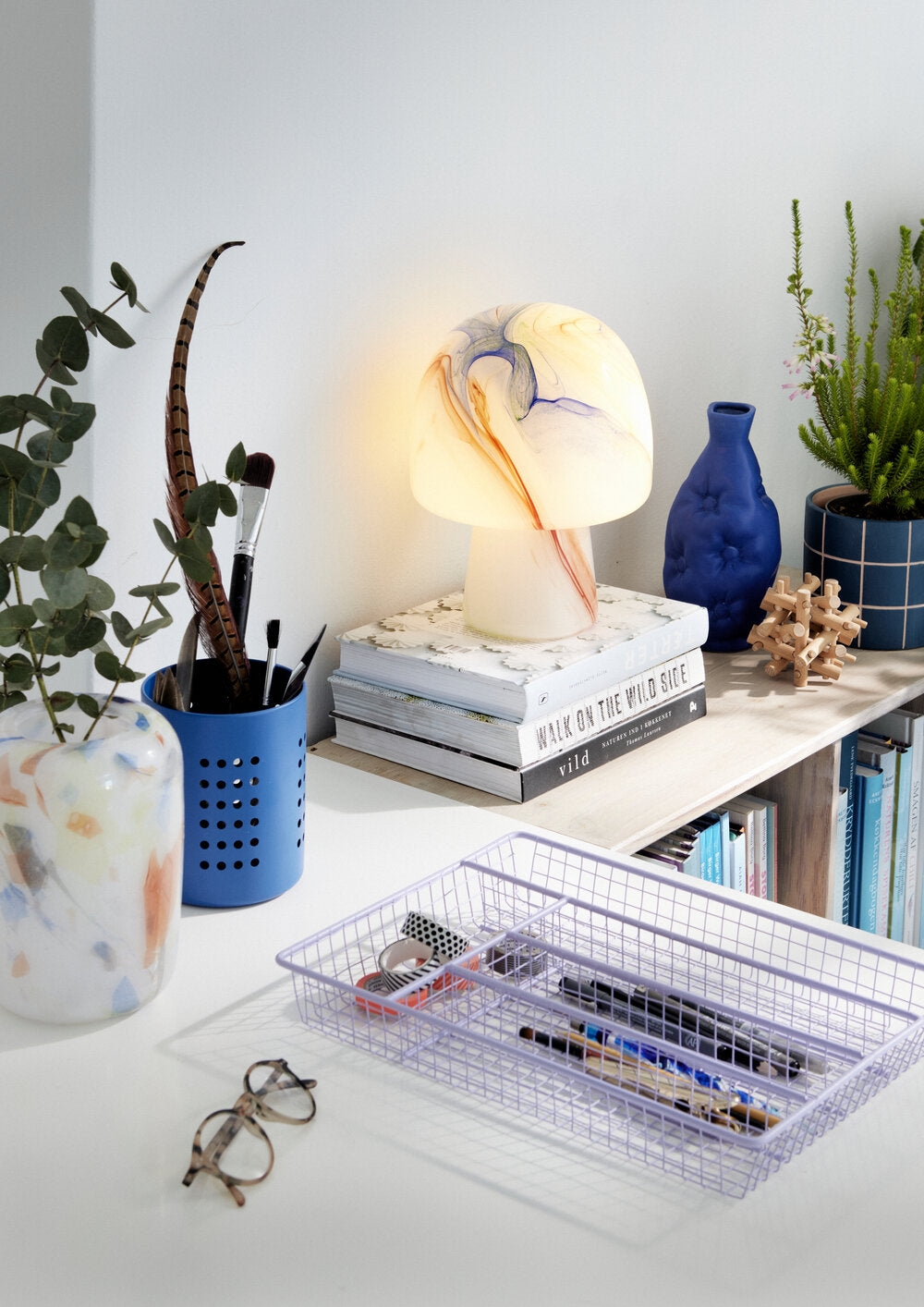 Color splash vase, hvid/mix - H18 cm.